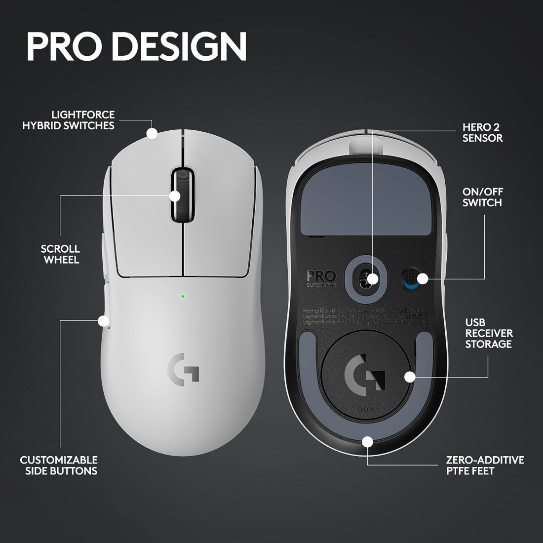 Logitech g pro x superlight 2 lightspeed gaming mouse white